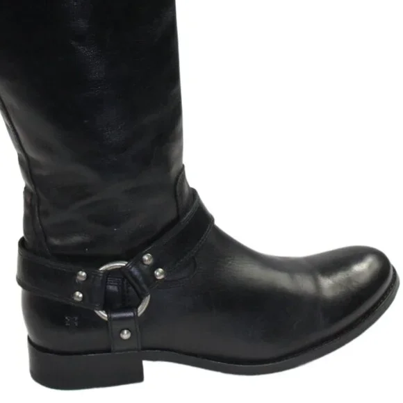 Frye Melissa Tall Black Leather Harness Equestrian Riding Boot, Size 7.5 - Picture 5 of 11